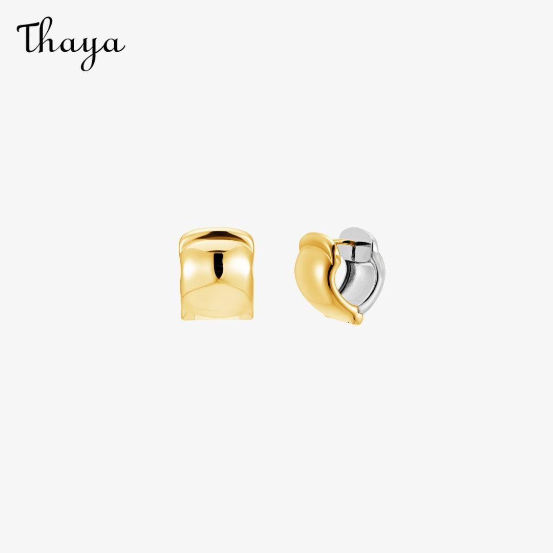 Thaya Two-Tone Geometric Chunky Hoop Earrings