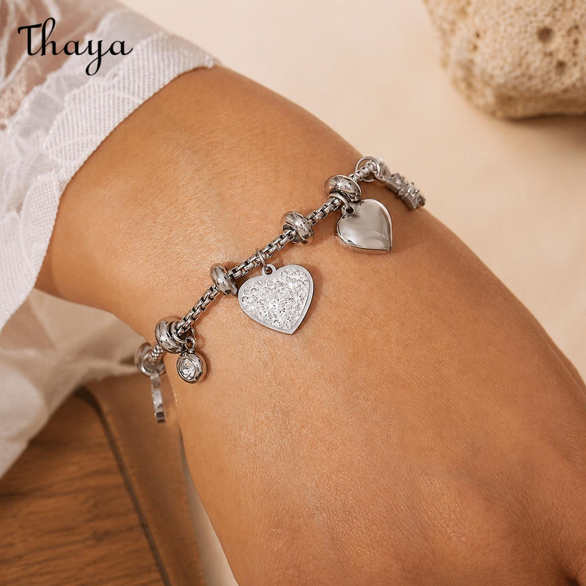 Thaya Celestial Heart Charm Gold-Tone Bracelet