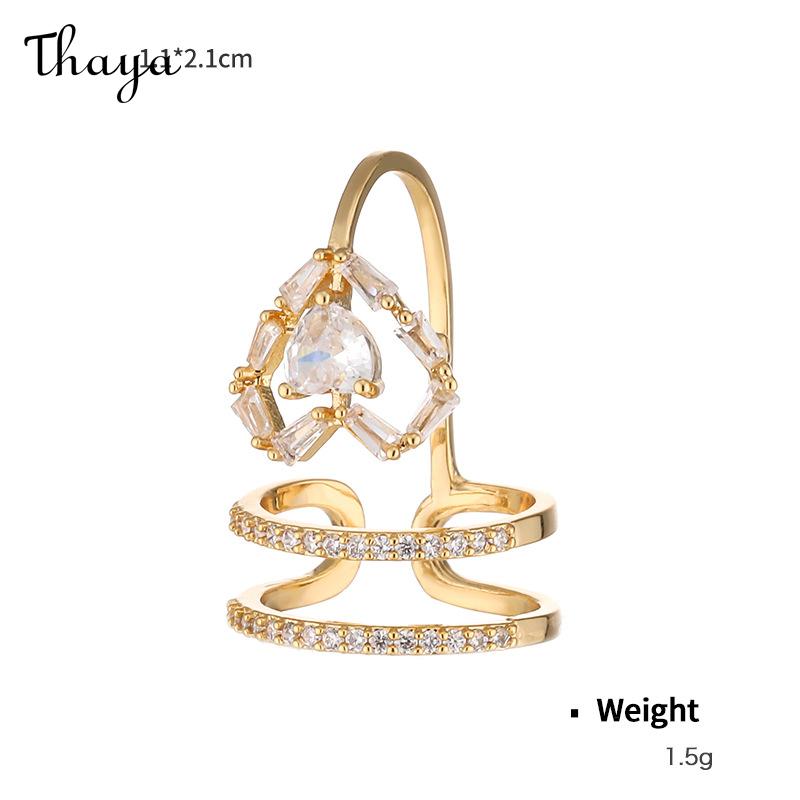 Thaya Plated Real Gold Inlaid with Zirconium Yellow Crown Summer Adjustable Nail Ring