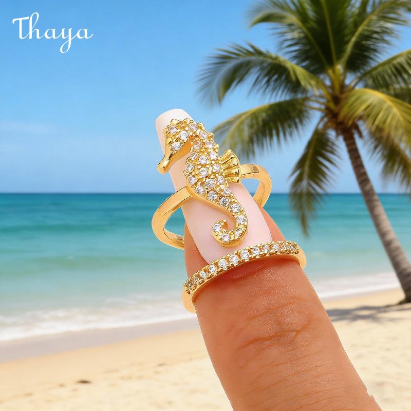 Thaya Ocean Inspired Charm Adjustable Nail Ring Set