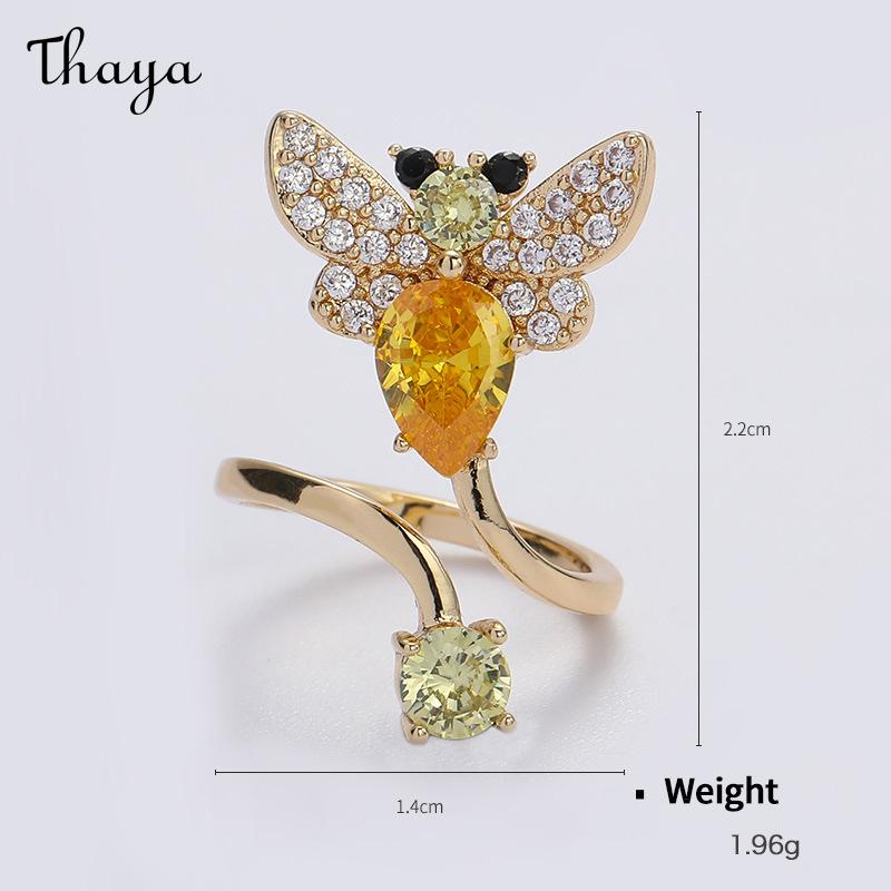 Thaya Cute Cute Pet Gold Plated Zirconium Opening Adjustable Nail Ring