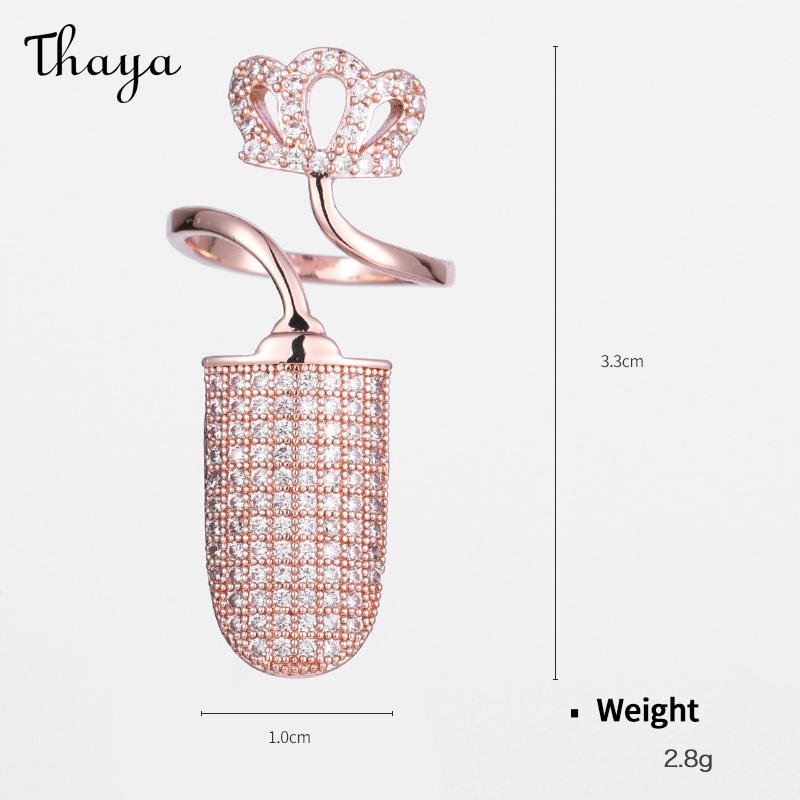 Thaya Plated Real Gold Zircon Nail Rings