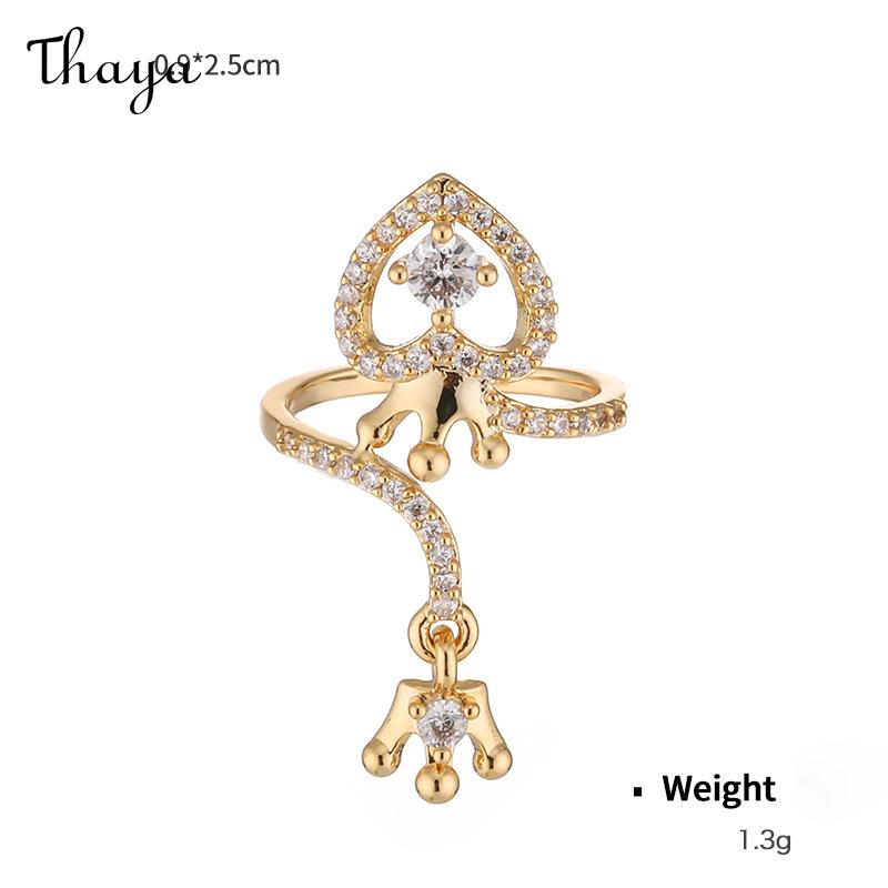Thaya Plated Real Gold Inlaid with Zirconium Yellow Crown Summer Adjustable Nail Ring