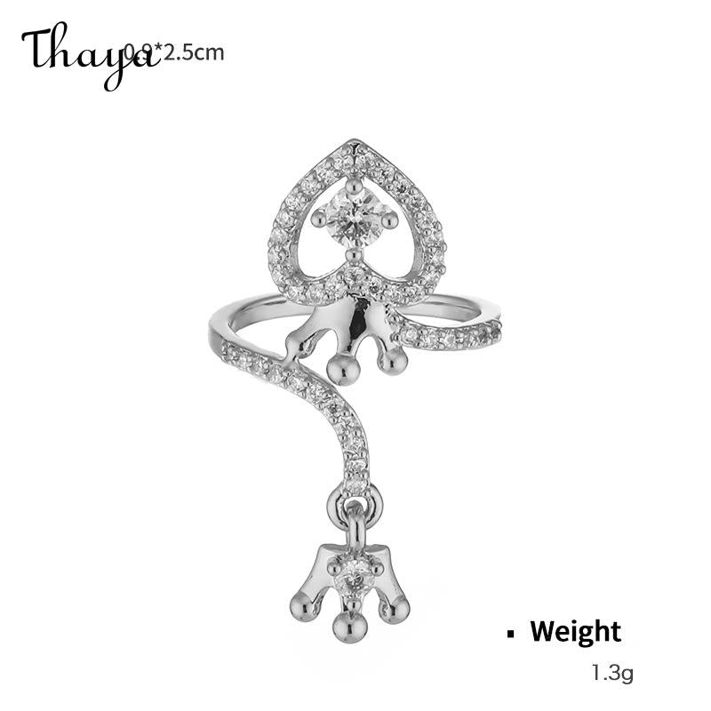 Thaya Plated Real Gold Inlaid with Zirconium Yellow Crown Summer Adjustable Nail Ring