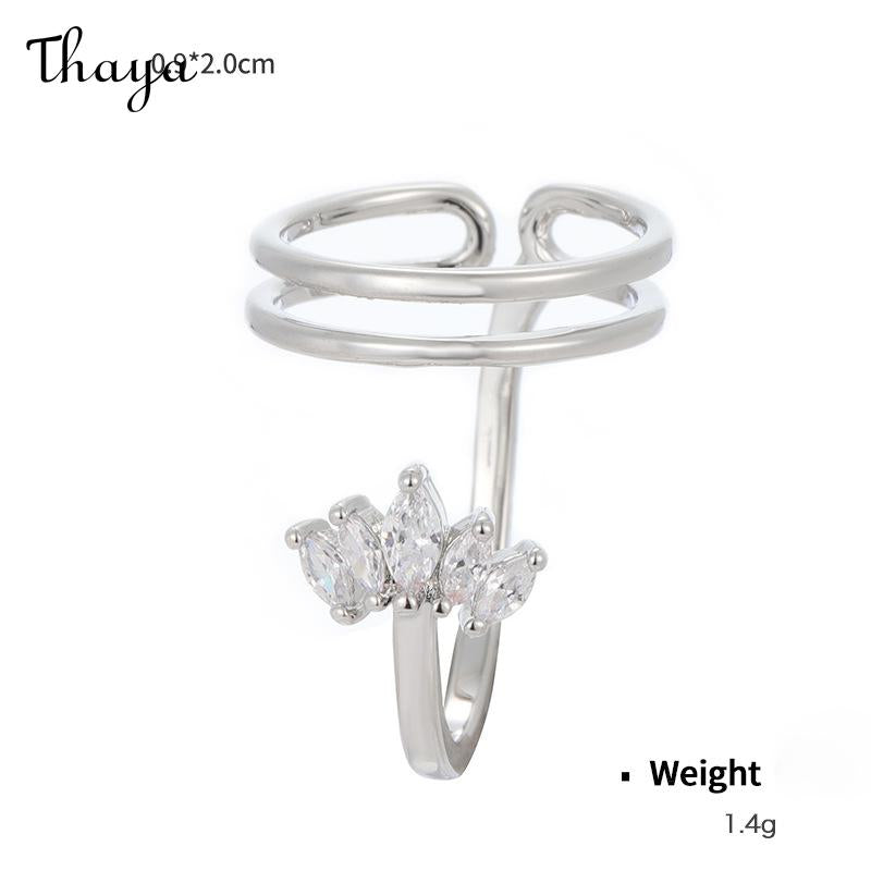 Thaya Original Design Plated Real Gold Inlaid Zirconium Open Nail Ring