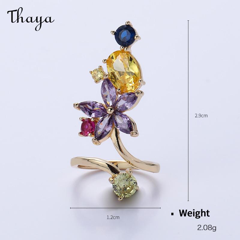 Thaya Cute Cute Pet Gold Plated Zirconium Opening Adjustable Nail Ring
