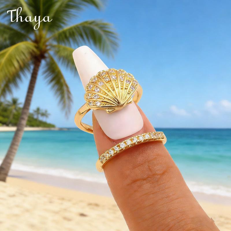 Thaya Ocean Inspired Charm Adjustable Nail Ring Set