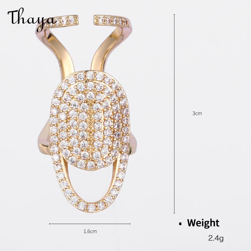 Thaya Plated Real Gold Zircon Nail Rings