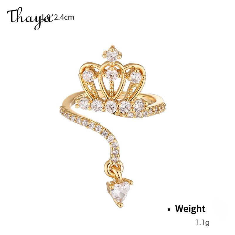 Thaya Plated Real Gold Inlaid with Zirconium Yellow Crown Summer Adjustable Nail Ring