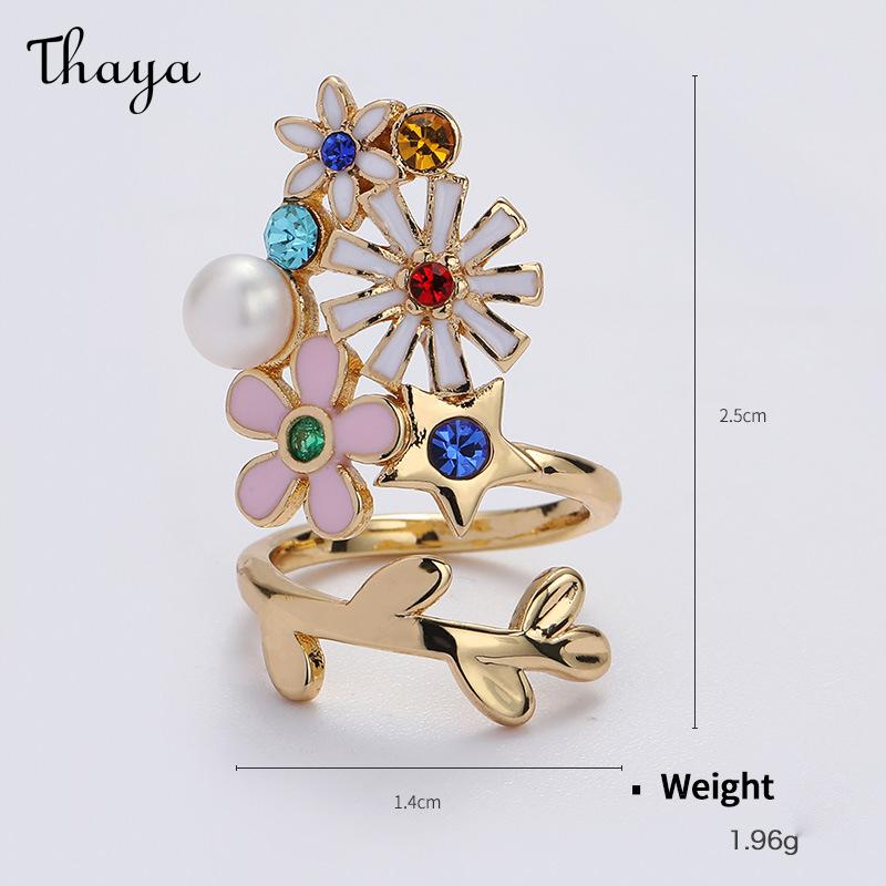 Thaya Cute Cute Pet Gold Plated Zirconium Opening Adjustable Nail Ring