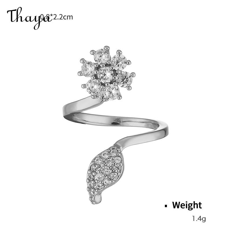 Thaya 18K Gold Plated Inlaid Zirconium Open Adjustable Nail Ring