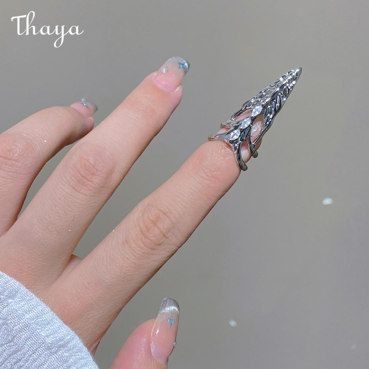 Thaya Minimalist Fingertip Decoration Geometric Nail Ring Set