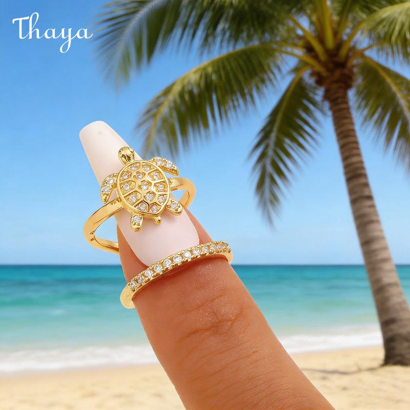 Thaya Ocean Inspired Charm Adjustable Nail Ring Set
