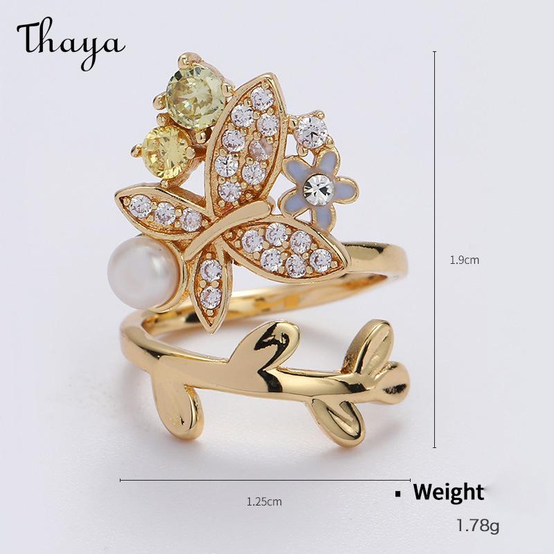 Thaya Cute Cute Pet Gold Plated Zirconium Opening Adjustable Nail Ring