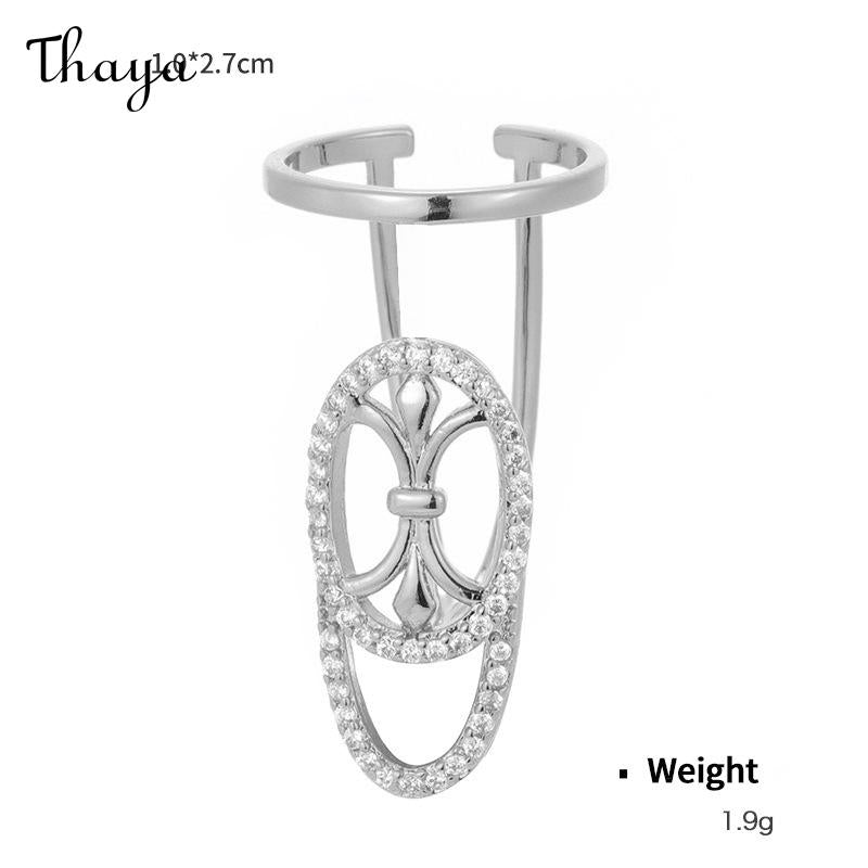 Thaya Original Design Plated Real Gold Inlaid Zirconium Open Nail Ring