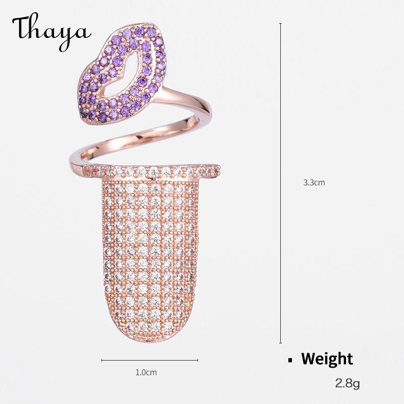 Thaya Plated Real Gold Zircon Nail Rings