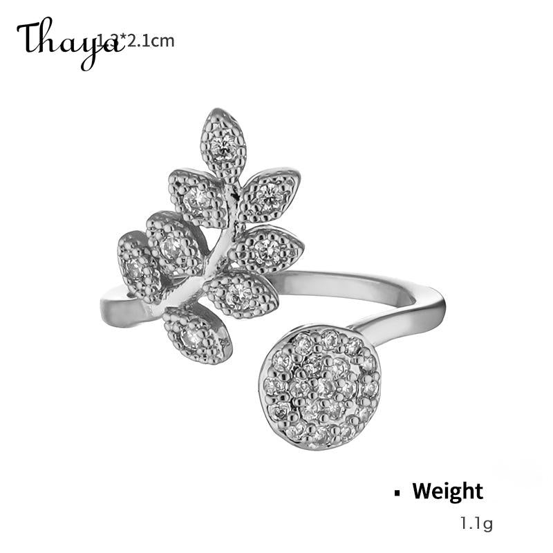 Thaya 18K Gold Plated Inlaid Zirconium Open Adjustable Nail Ring