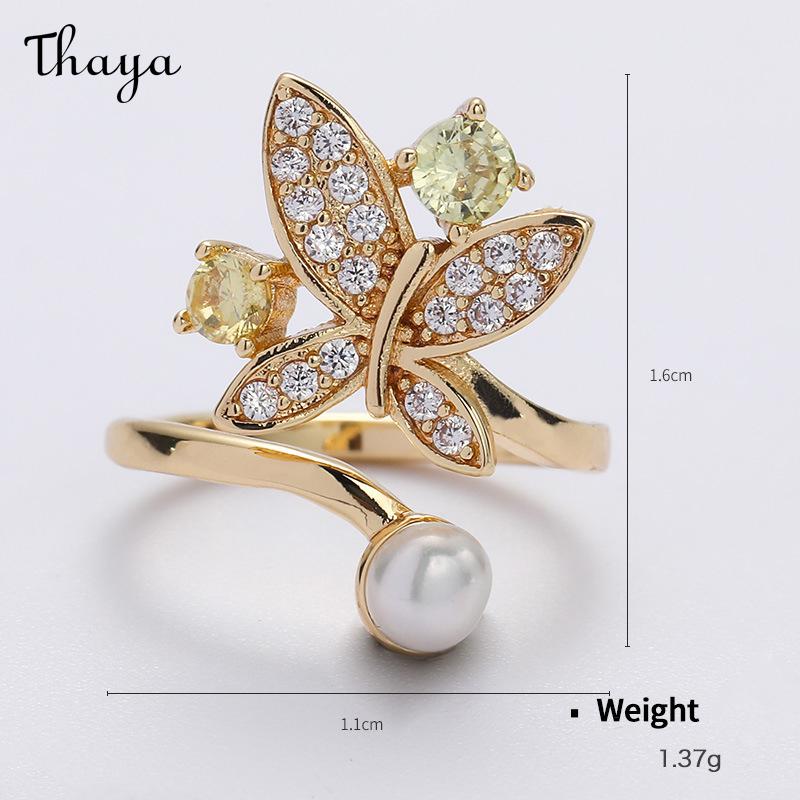 Thaya Cute Cute Pet Gold Plated Zirconium Opening Adjustable Nail Ring