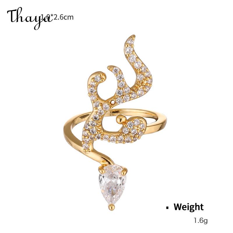 Thaya Elegant Zircon Embellished Adjustable Nail Rings
