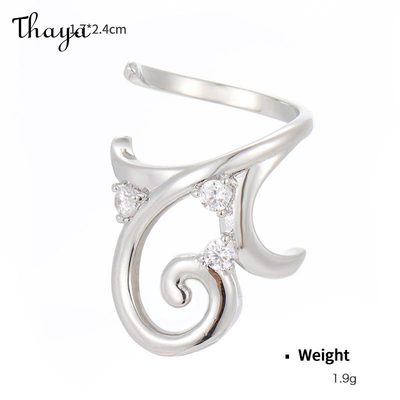 Thaya Original Design Plated Real Gold Inlaid Zirconium Open Nail Ring