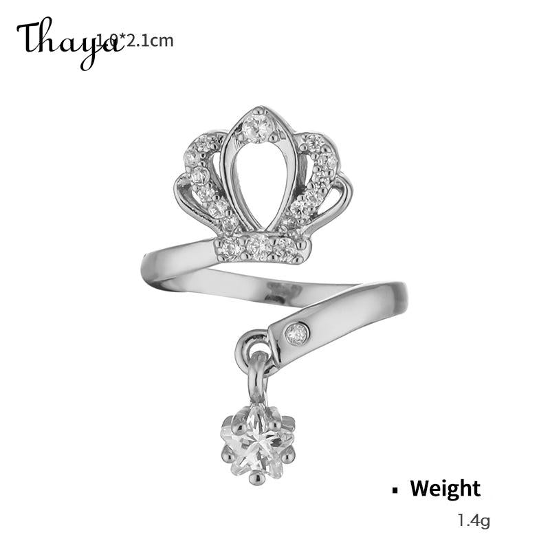 Thaya Plated Real Gold Inlaid with Zirconium Yellow Crown Summer Adjustable Nail Ring
