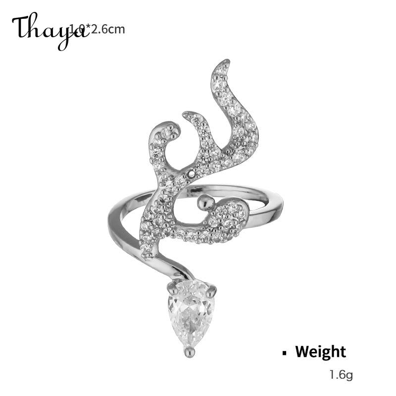 Thaya Elegant Zircon Embellished Adjustable Nail Rings
