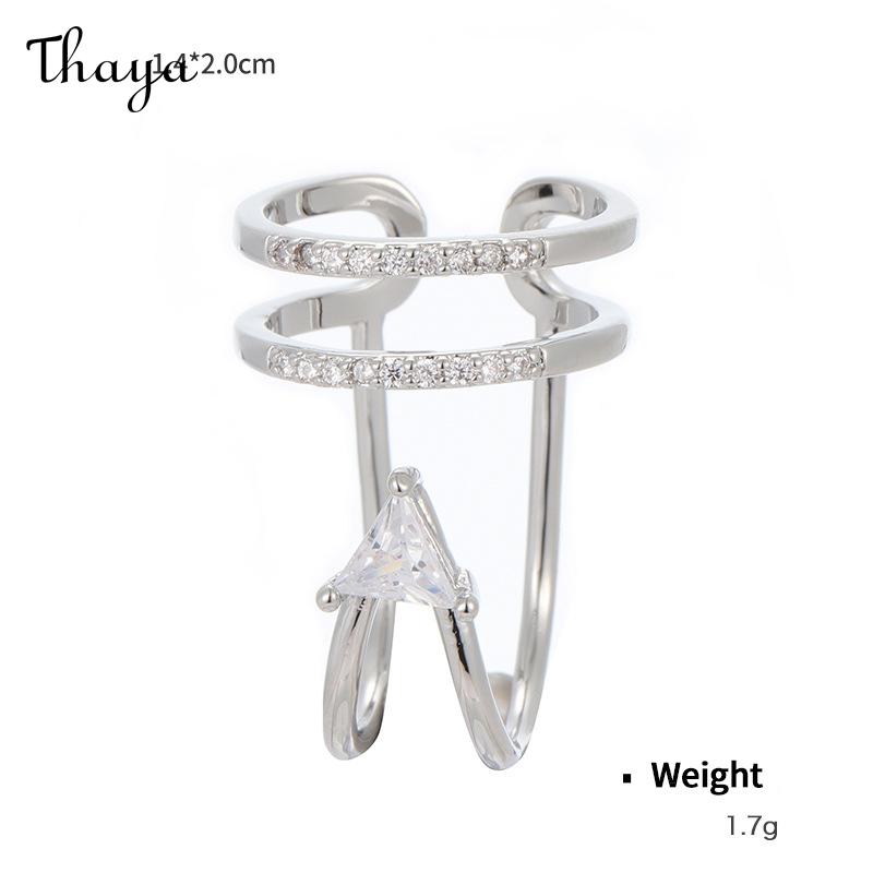 Thaya Original Design Plated Real Gold Inlaid Zirconium Open Nail Ring