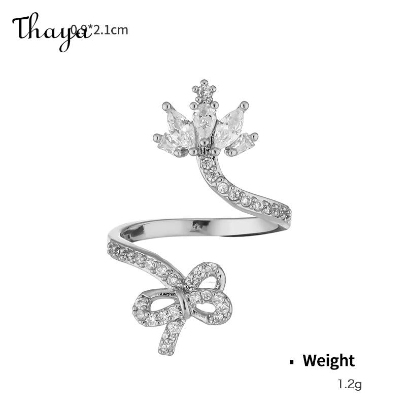 Thaya Plated Real Gold Inlaid with Zirconium Yellow Crown Summer Adjustable Nail Ring