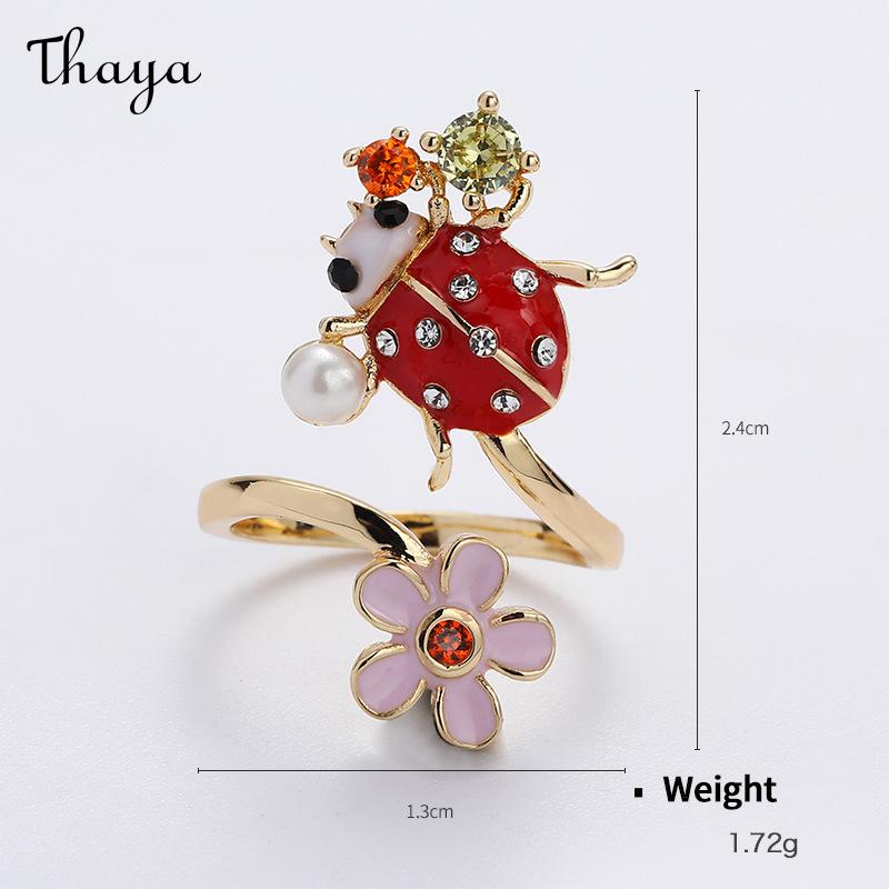 Thaya Cute Cute Pet Gold Plated Zirconium Opening Adjustable Nail Ring