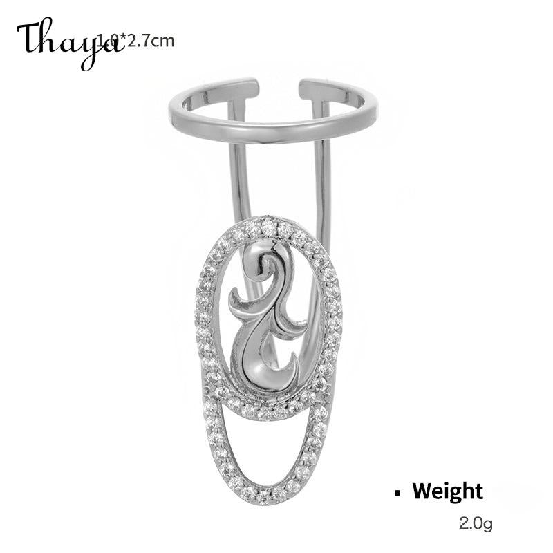 Thaya Original Design Plated Real Gold Inlaid Zirconium Open Nail Ring