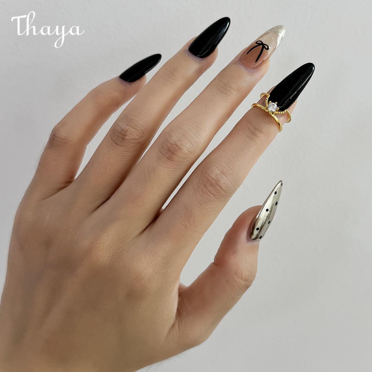 Thaya Gold Plated Punk Nail Art Trend Nail Ring