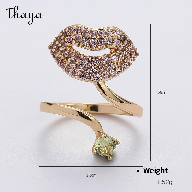 Thaya Cute Cute Pet Gold Plated Zirconium Opening Adjustable Nail Ring