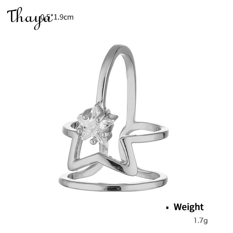 Thaya Plated Real Gold Inlaid with Zirconium Yellow Crown Summer Adjustable Nail Ring