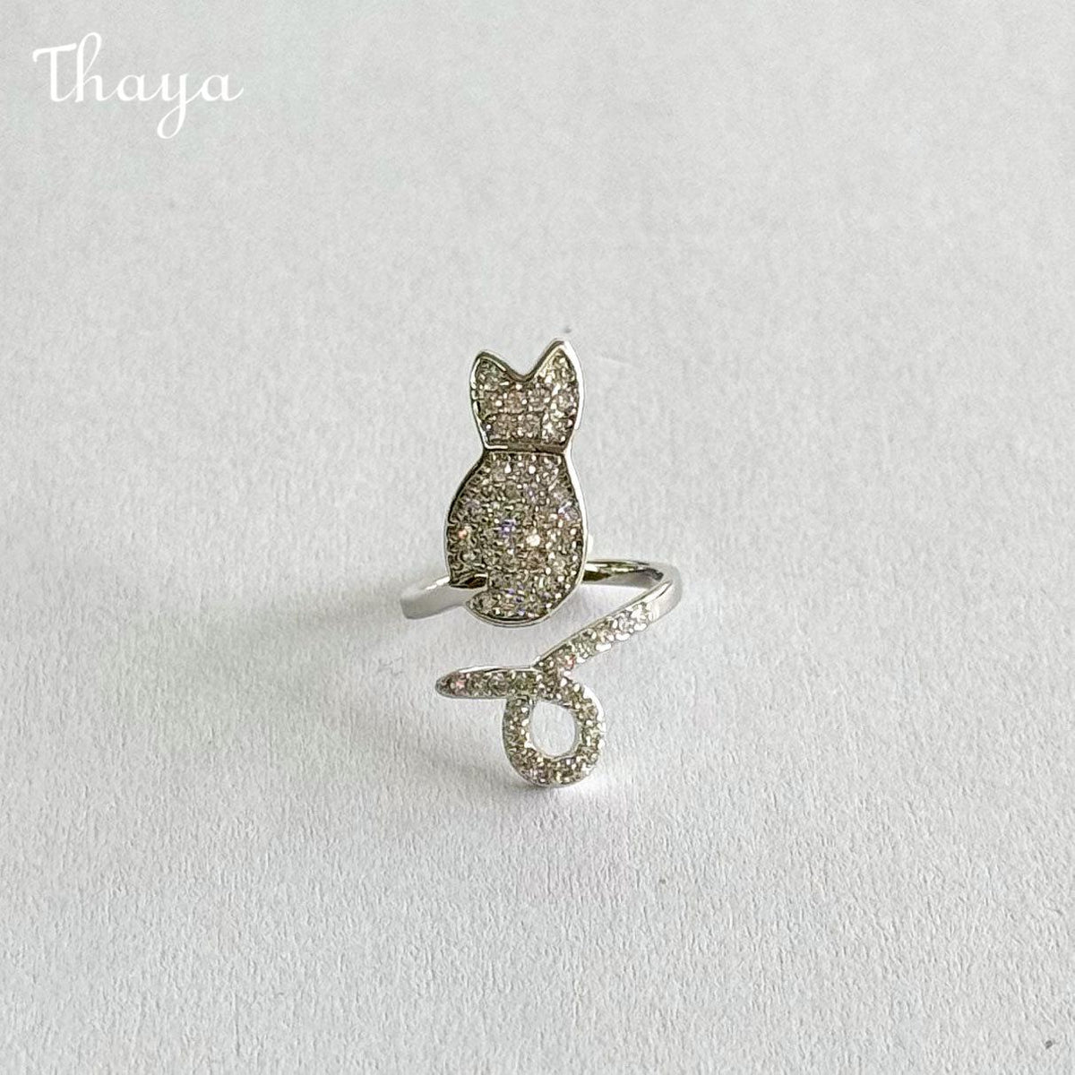 Thaya Cute Cute Pet Gold Plated Zirconium Opening Adjustable Nail Ring