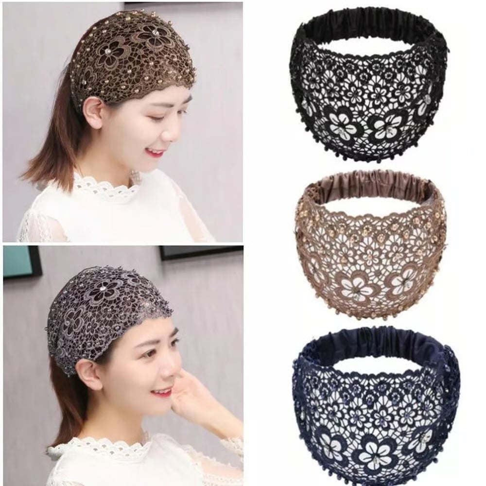 Plum Blossom Hollow Beaded Wide Headband