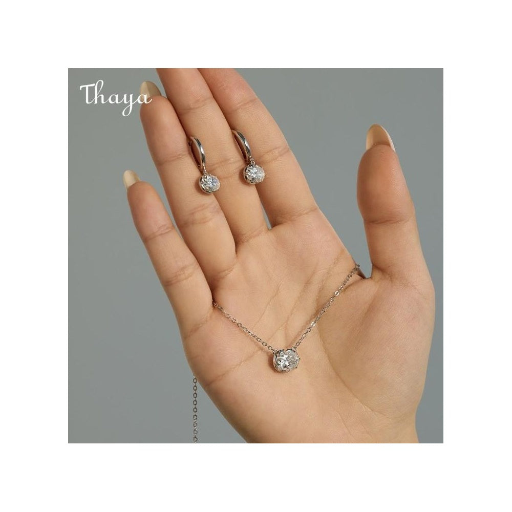 Thaya S925  Silver Dazzling Light Luxury Oval  Earrings & Necklace Set
