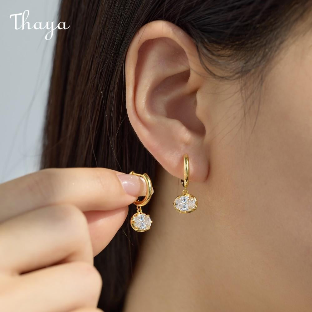Thaya S925  Silver Dazzling Light Luxury Oval  Earrings & Necklace Set