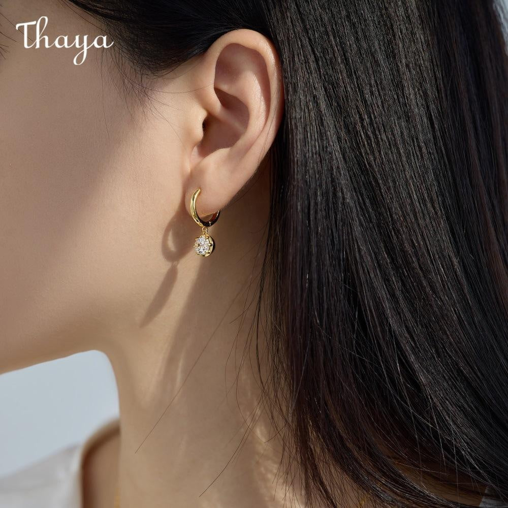 Thaya S925  Silver Dazzling Light Luxury Oval  Earrings & Necklace Set