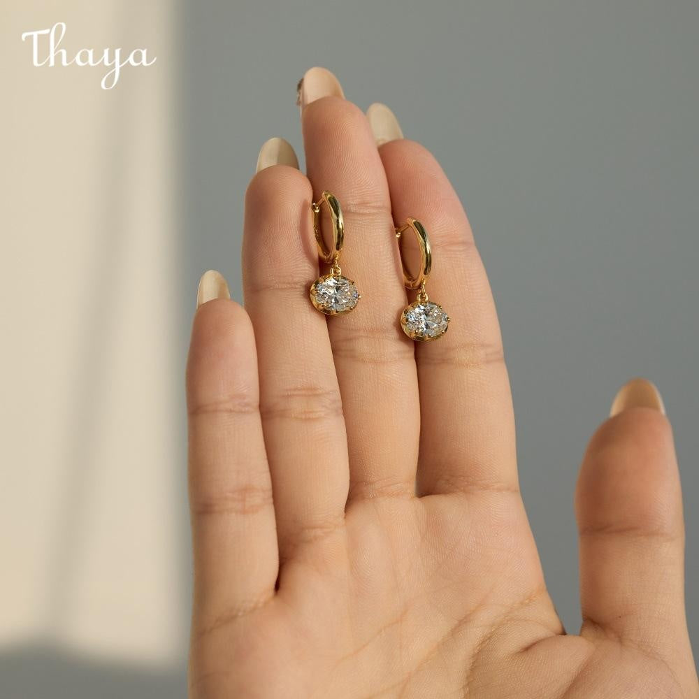 Thaya S925  Silver Dazzling Light Luxury Oval  Earrings & Necklace Set
