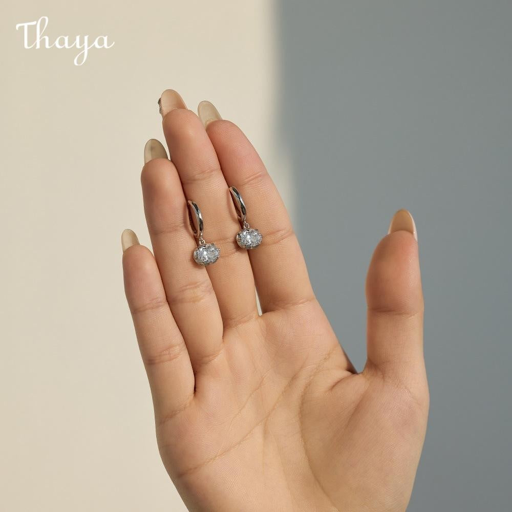 Thaya S925  Silver Dazzling Light Luxury Oval  Earrings & Necklace Set