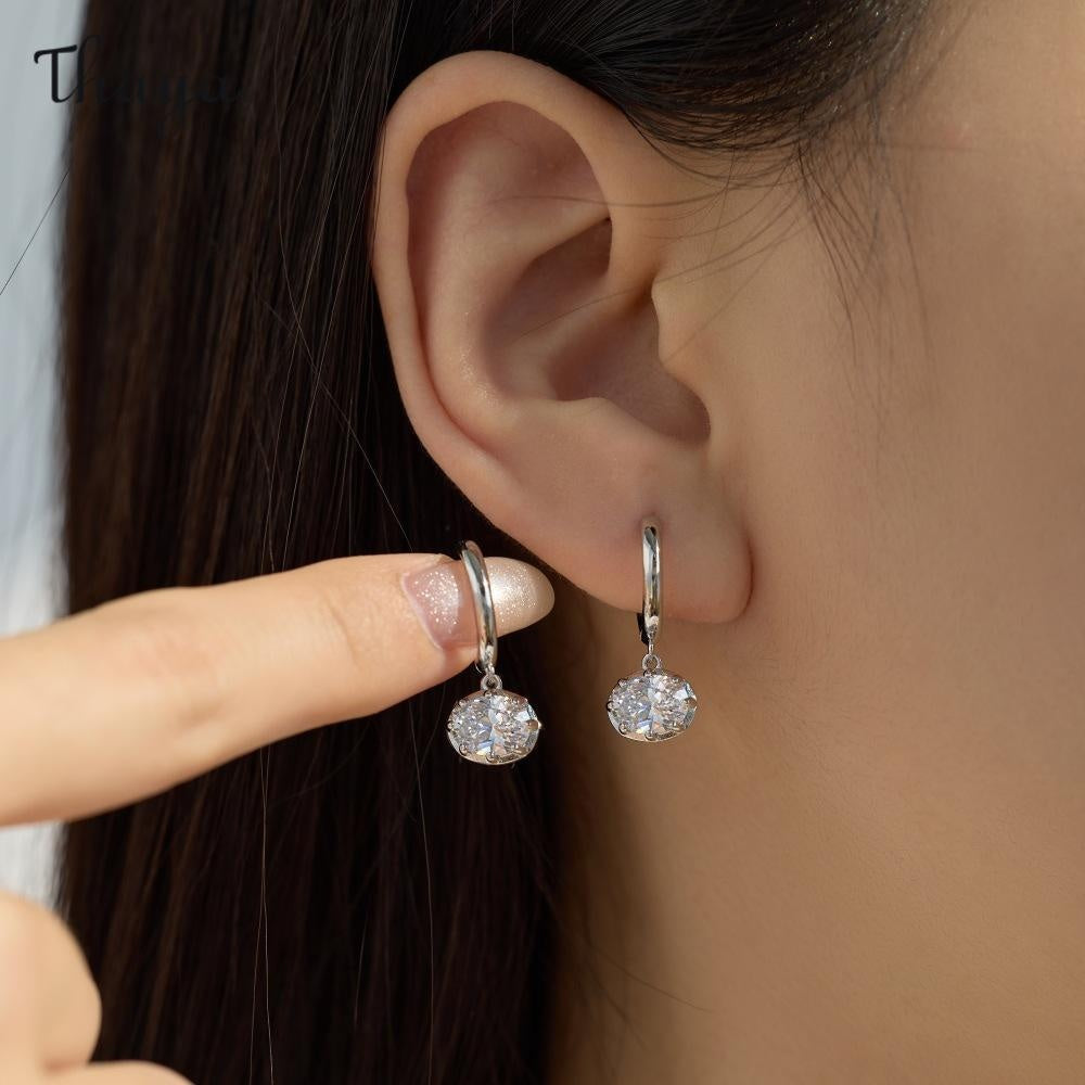 Thaya S925  Silver Dazzling Light Luxury Oval  Earrings & Necklace Set
