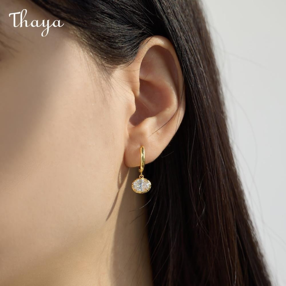 Thaya S925  Silver Dazzling Light Luxury Oval  Earrings & Necklace Set