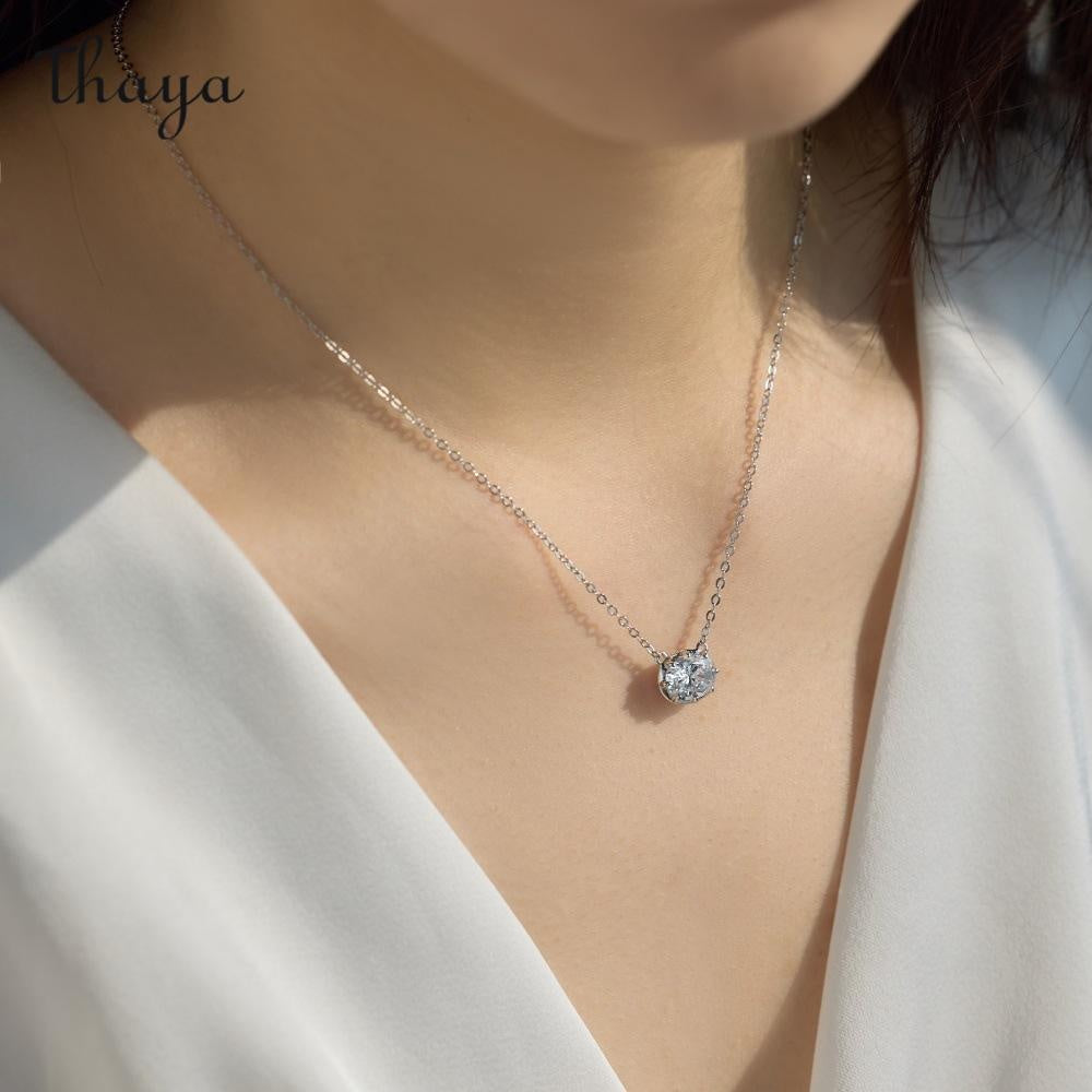 Thaya S925  Silver Dazzling Light Luxury Oval  Earrings & Necklace Set