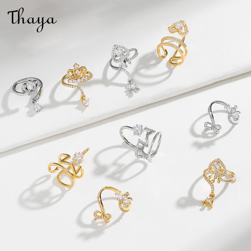 Thaya Plated Real Gold Inlaid with Zirconium Yellow Crown Summer Adjustable Nail Ring
