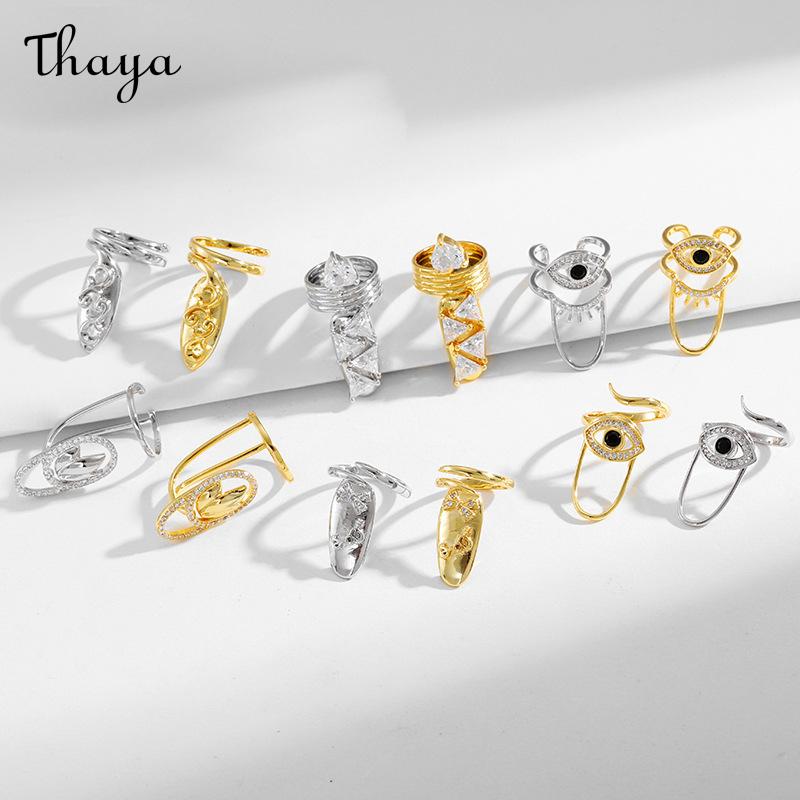 Thaya Fashionable Artistic Statement Nail Rings