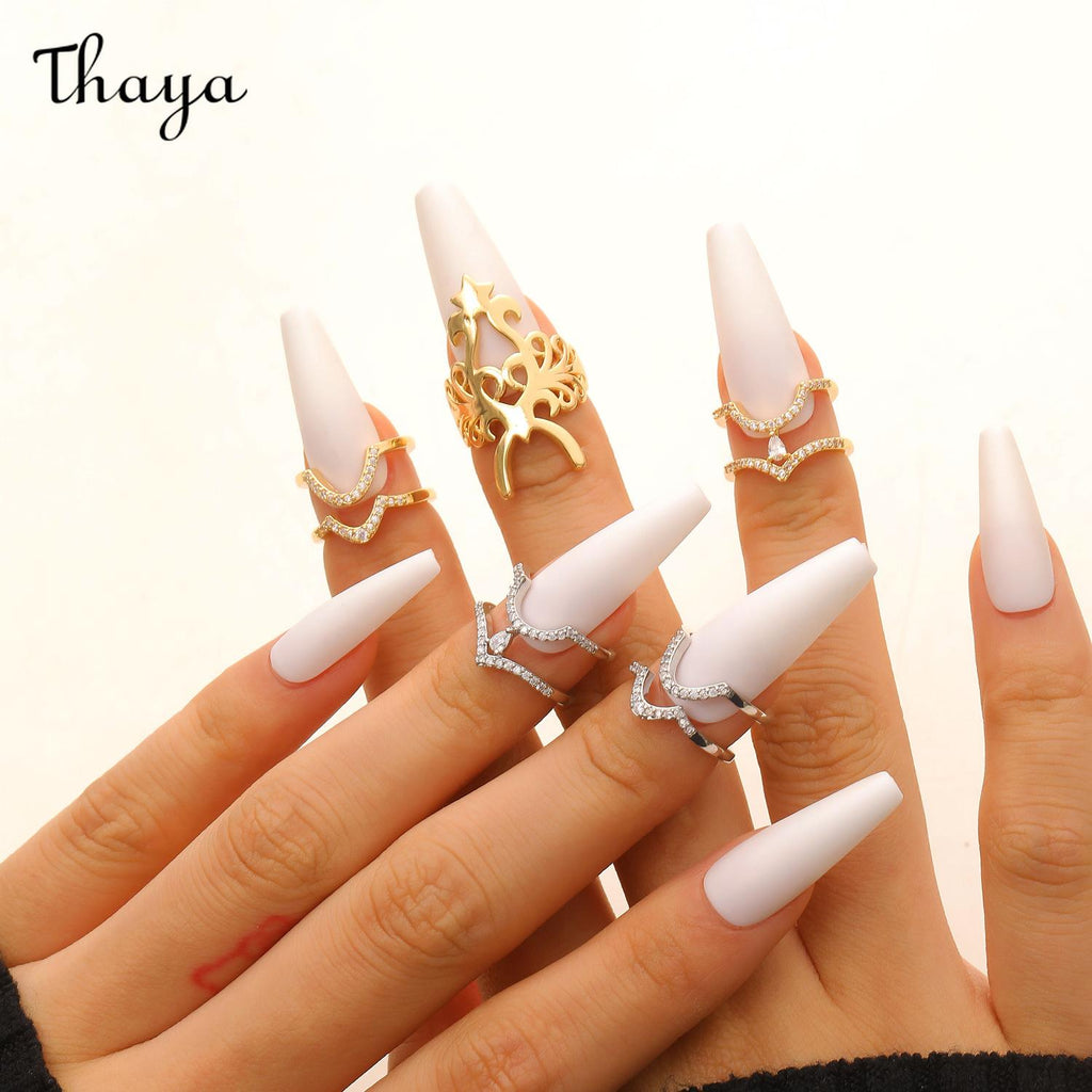 Thaya Elegant Multi-Piece Detachable Art Nail Ring