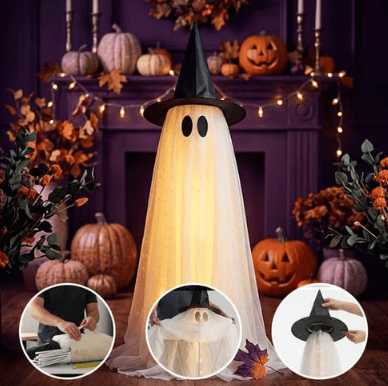 Halloween Spooky Lighted Ghost Decor Set