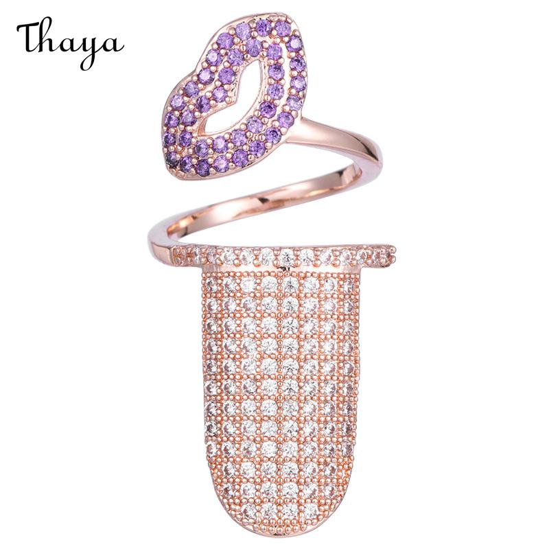 Thaya Plated Real Gold Zircon Nail Rings