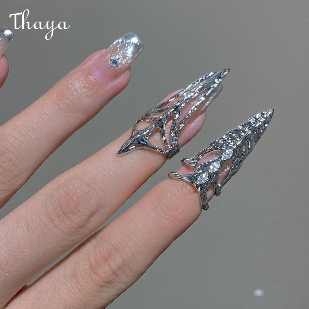 Thaya Minimalist Fingertip Decoration Geometric Nail Ring Set