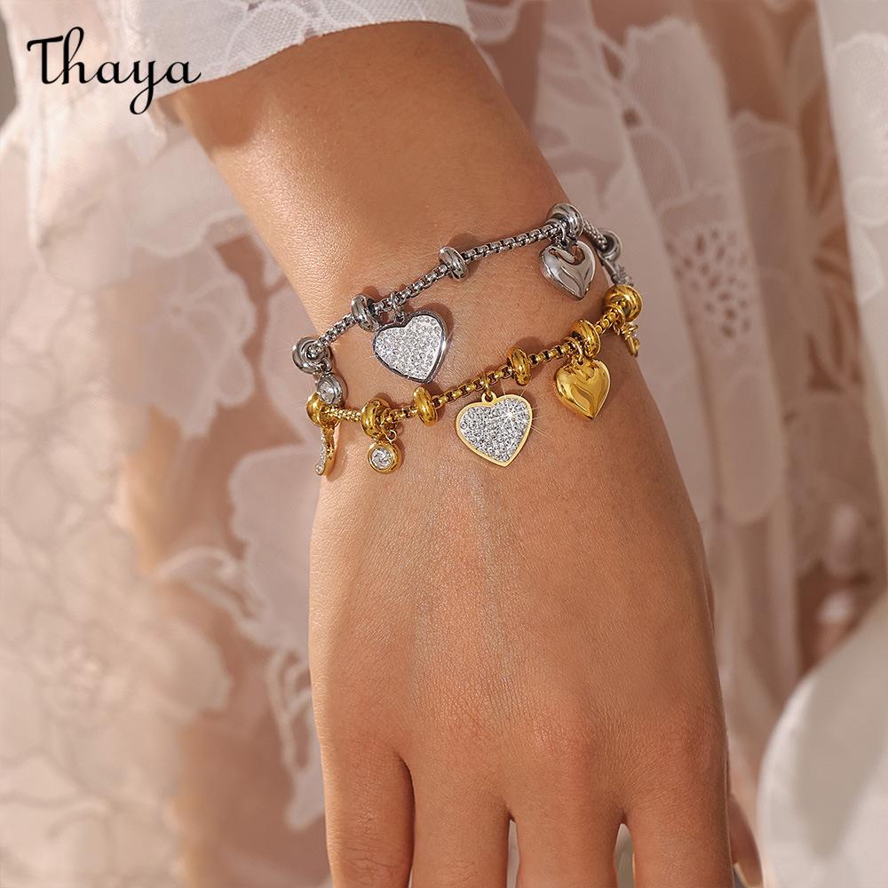 Thaya Celestial Heart Charm Gold-Tone Bracelet